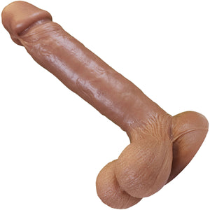 The Ninja 7.25 Inch Silicone Posable Realistic Dual Density Dildo With Balls & Suction Cup Base By Fukena