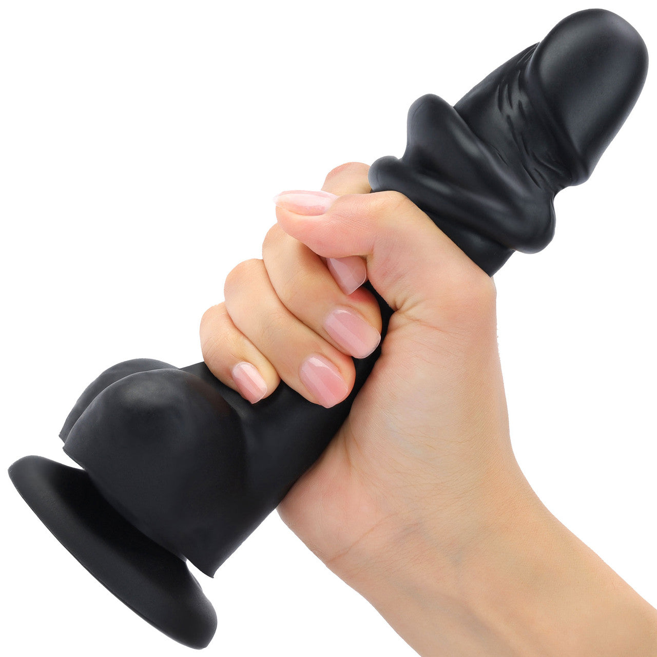 Strap-on-Me Sliding Skin Dual Density Silicone Suction Cup Realistic Dildo - XXL Black