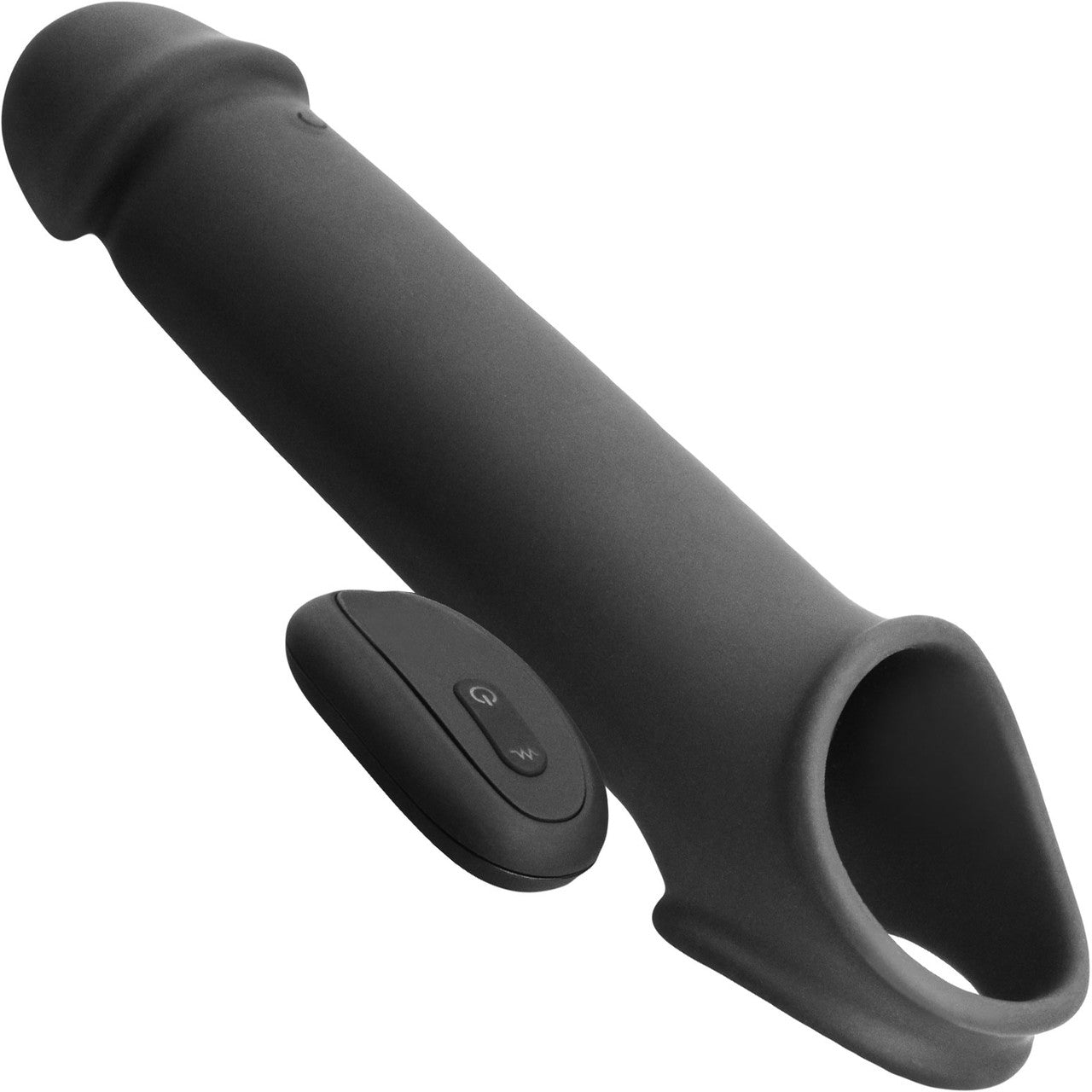 Renegade Brute Rechargeable Silicone Vibrating Penis Extension With Remote - Black