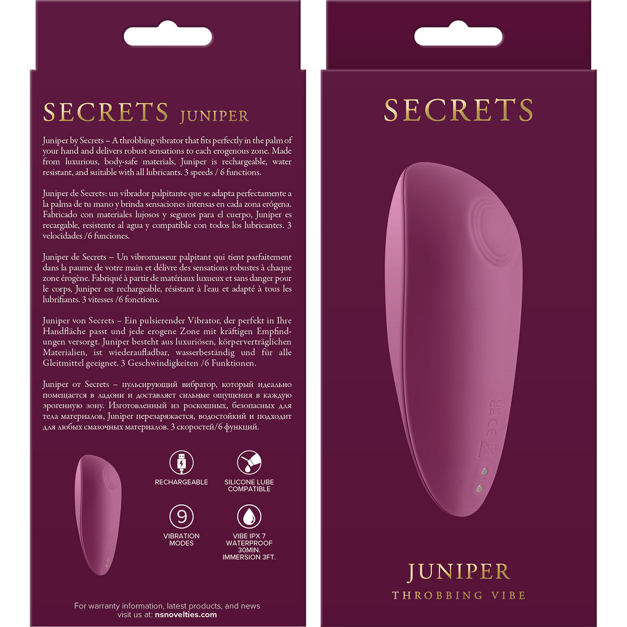 Secrets Juniper Rechargeable Waterproof Silicone Throbbing Vibrator By Secrets Juniper Rechargeable Waterproof Silicone Throbbing Vibrator By