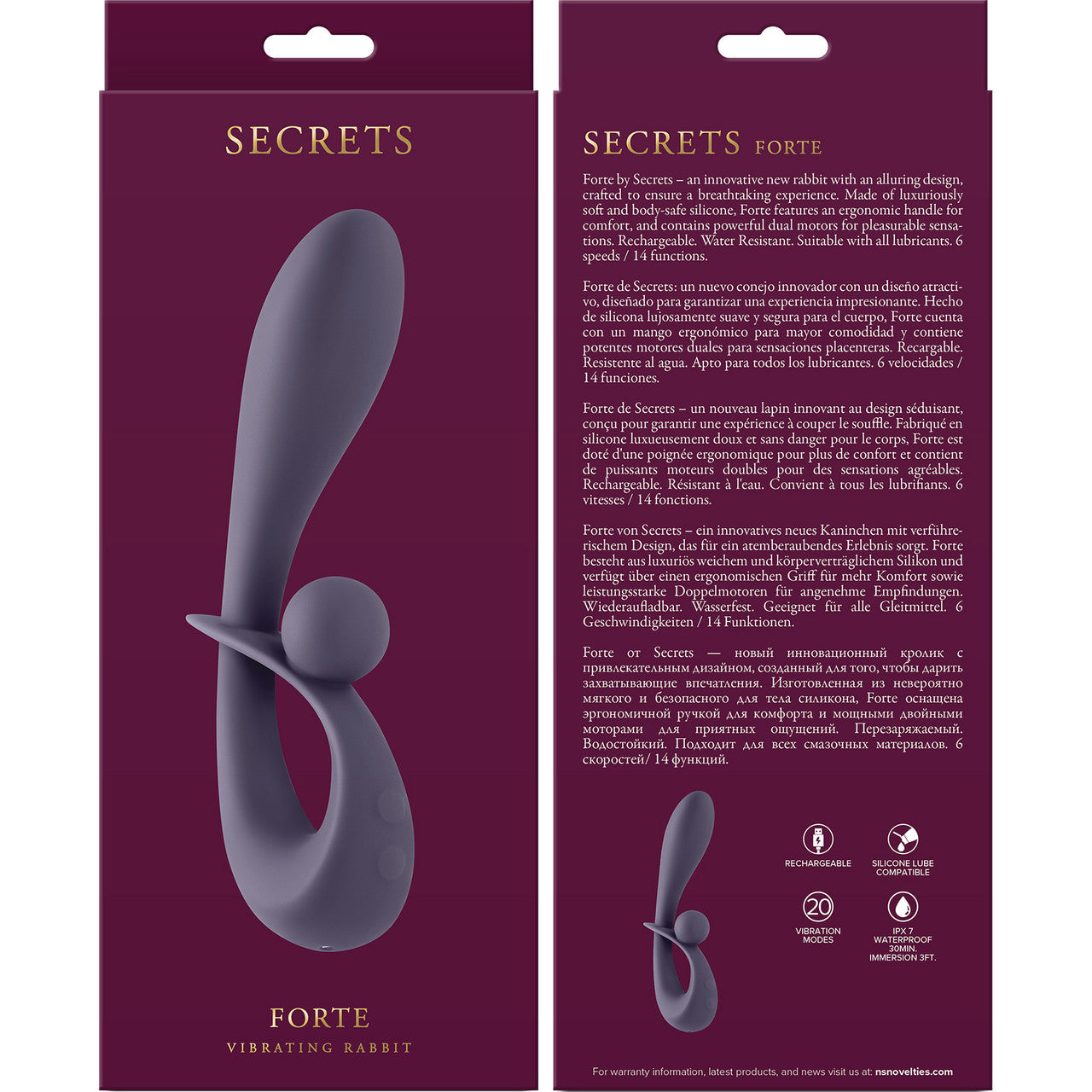 Secrets Forte Rechargeable Waterproof Silicone Dual Stimulation Vibrat Secrets Forte Rechargeable Waterproof Silicone Dual Stimulation Vibrat