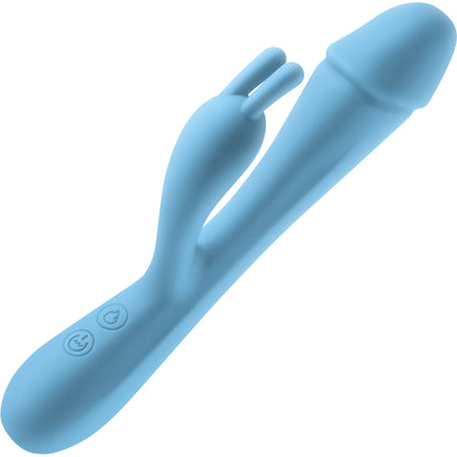 Obsessions Scarlett Warming Rechargeable Silicone Waterproof Rabbit Vibrator - Blue