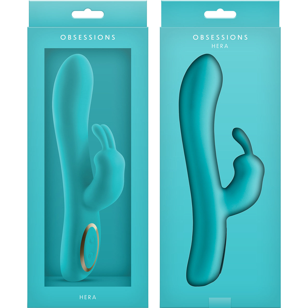 Obsessions Hera Rechargeable Silicone Waterproof Rabbit Vibrator - Aqua Obsessions Hera Rechargeable Silicone Waterproof Rabbit Vibrator - Aqua