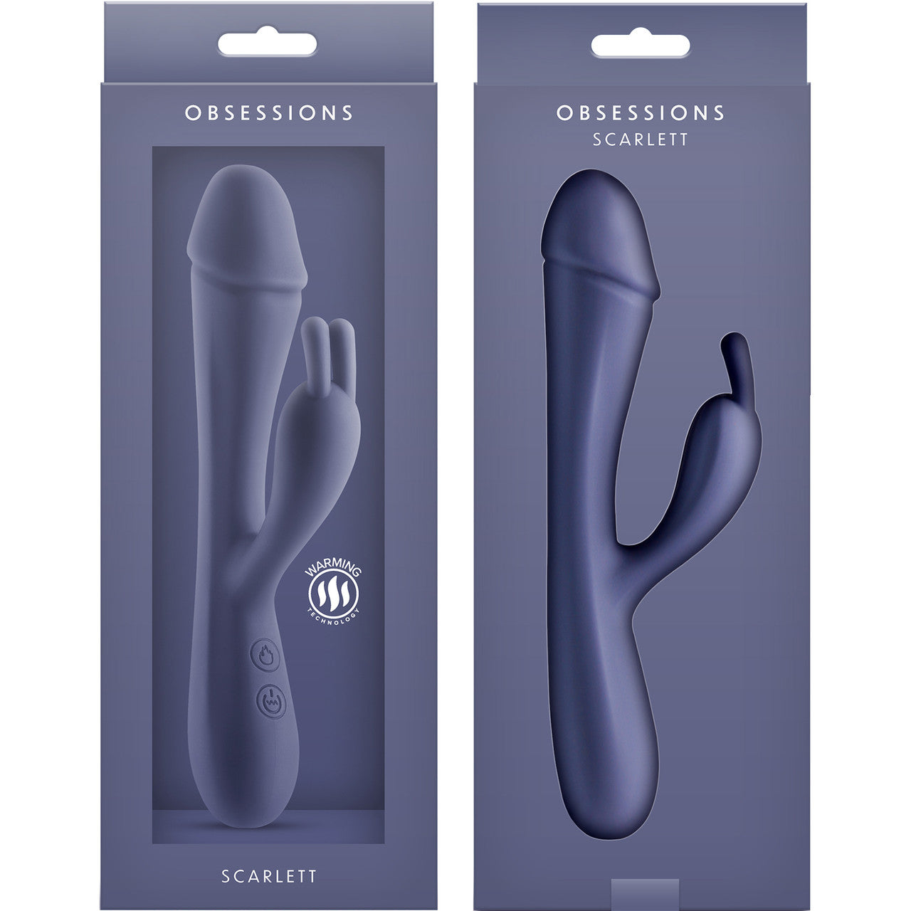 Obsessions Scarlett Warming Rechargeable Silicone Waterproof Rabbit Vibrator - Navy