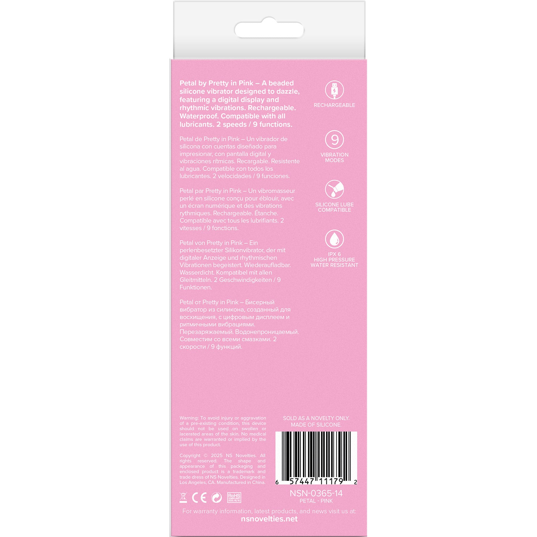 Pretty In Pink Petal Beaded Rechargeable Silicone Vibrator