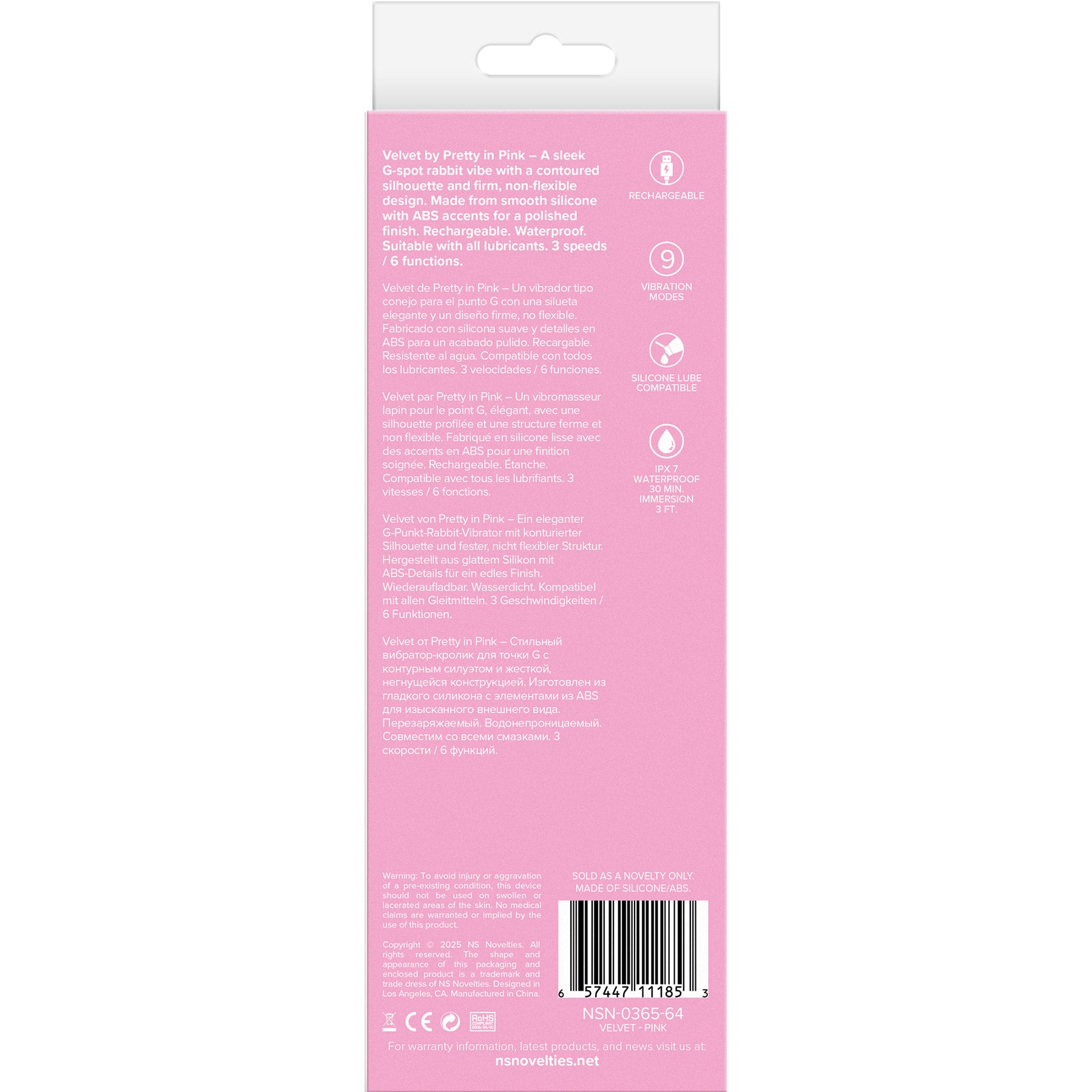 Pretty In Pink Velvet Rechargeable Silicone Rabbit Vibrator