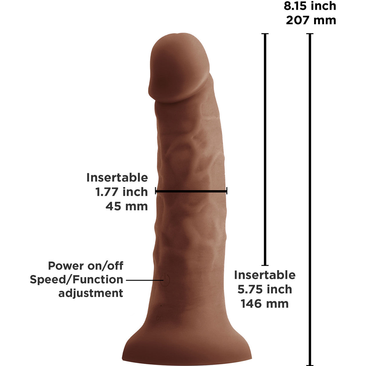 Colours Pleasures Smooth 7" Chocolate Vibrating Silicone Dildo