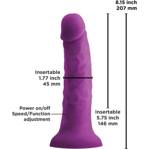 Colours Pleasures Smooth 7" Purple Vibrating Silicone Dildo