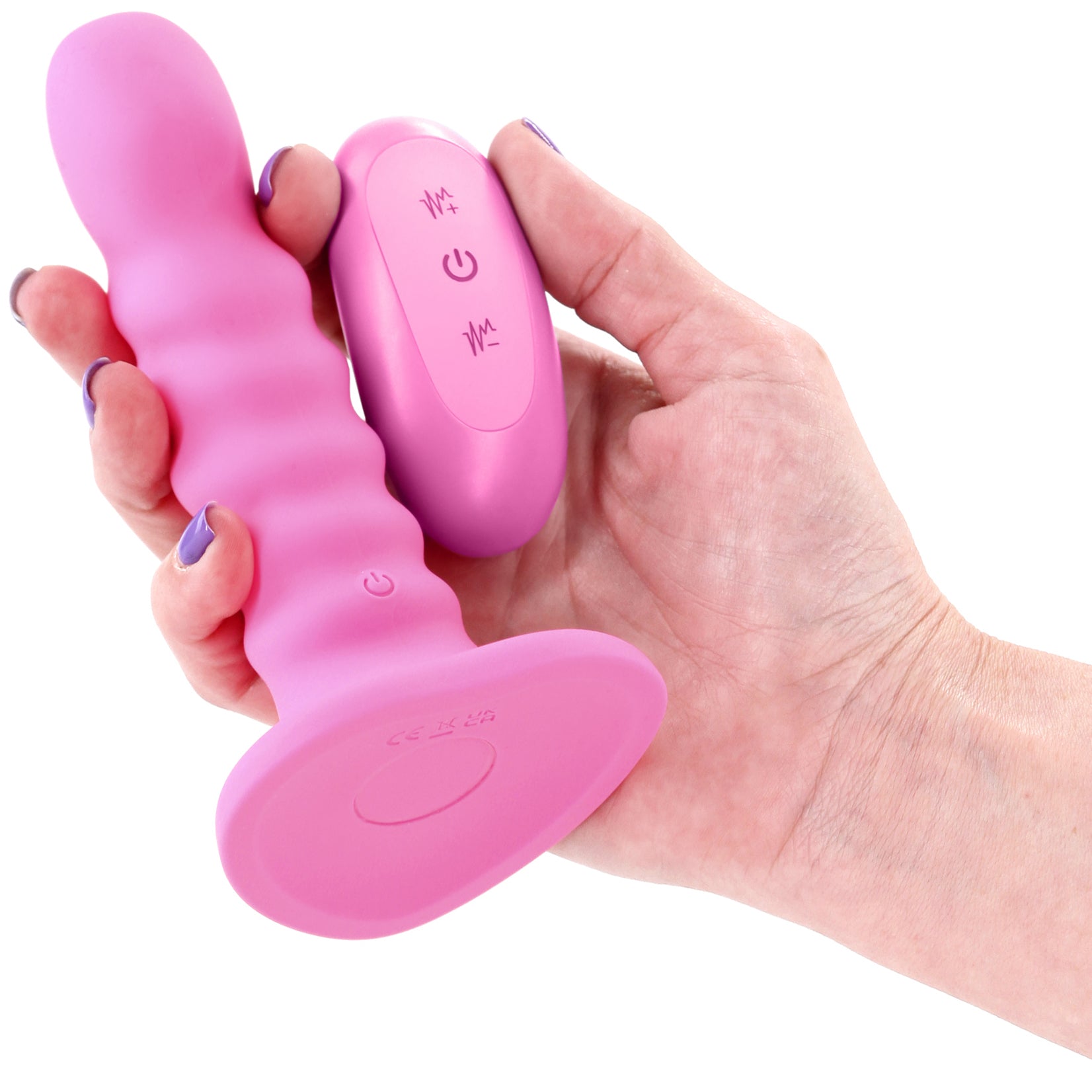 Colours Ribbed 5" Silicone Vibrating Dildo With Remote - Pink