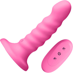 Colours Ribbed 5" Silicone Vibrating Dildo With Remote