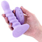 Colours Ribbed 5" Silicone Vibrating Dildo With Remote - Purple