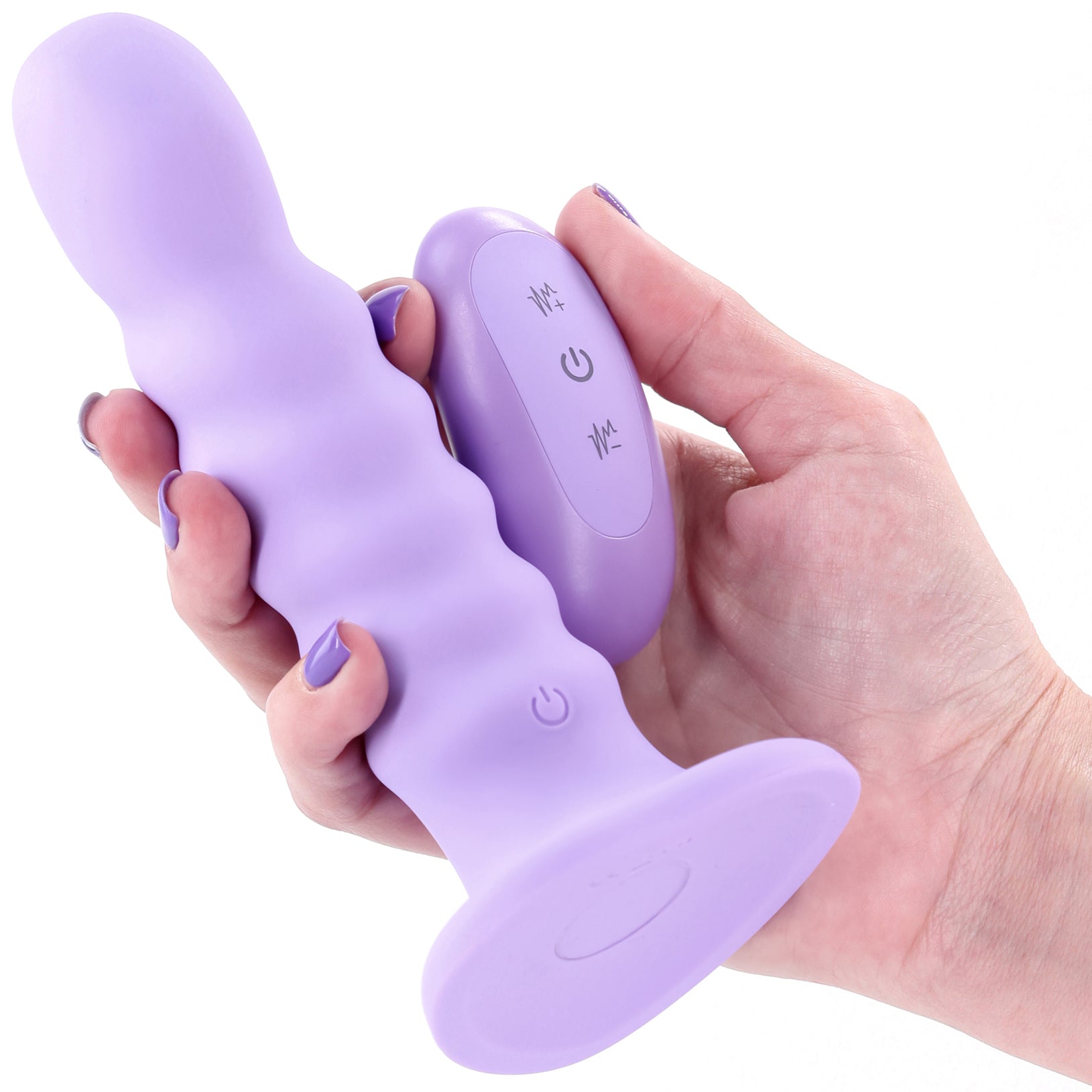 Colours Ribbed 6" Silicone Vibrating Dildo With Remote - Purple