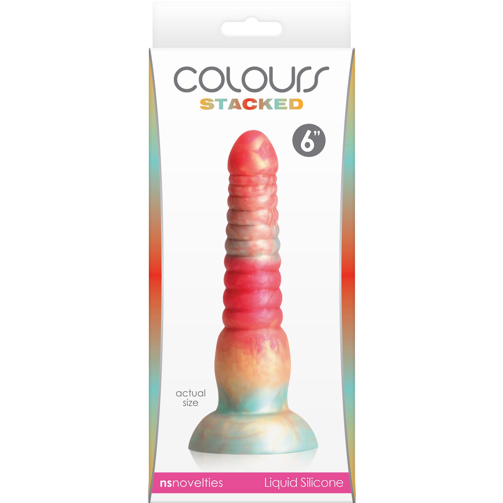 Colours Stacked Silicone Suction Cup Dildo - Red & Gold - 6 Inch