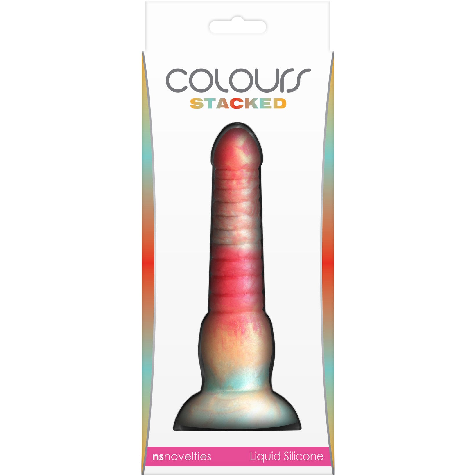 Colours Stacked Silicone Suction Cup Dildo - Red & Gold - 6 Inch