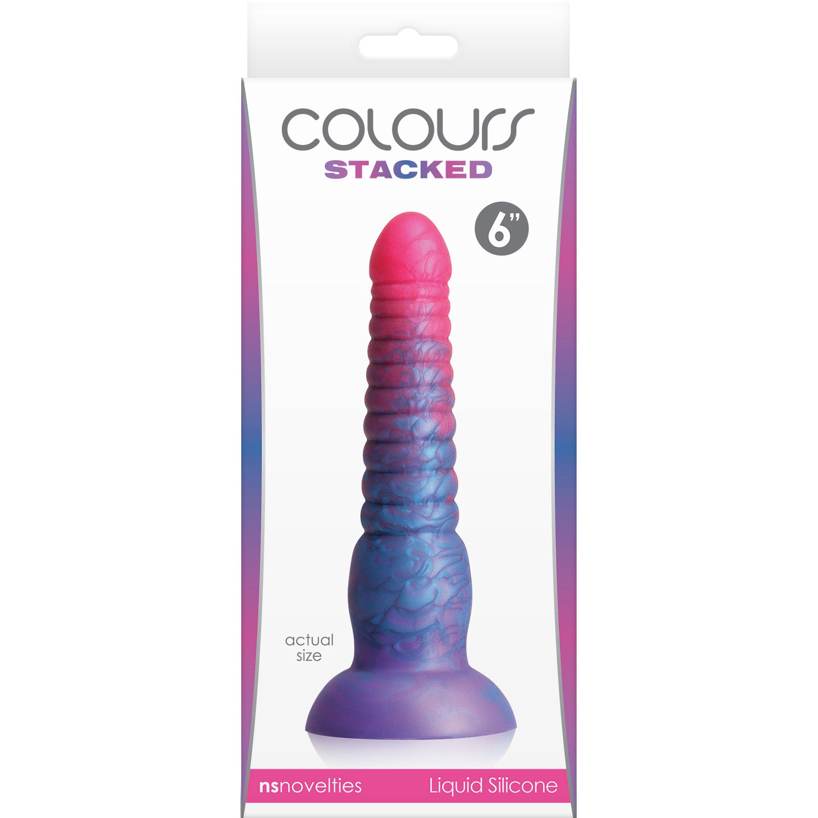 Colours Stacked Silicone Suction Cup Dildo - Pink & Blue - 6 Inches