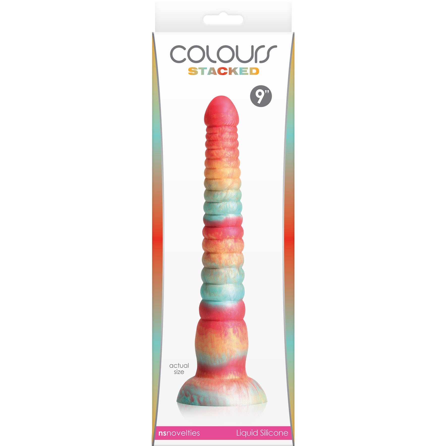 Colours Stacked Silicone Suction Cup Dildo - Red & Gold - 9 Inch