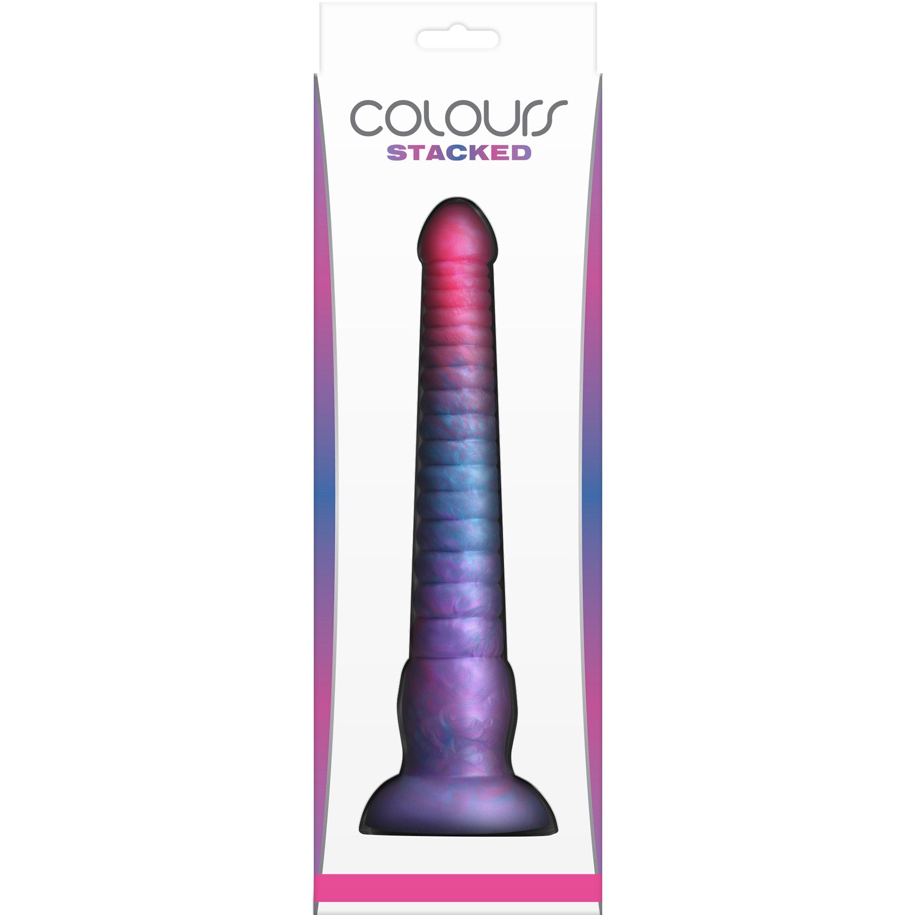 Colours Stacked Silicone Suction Cup Dildo - Pink & Blue - 9 Inches