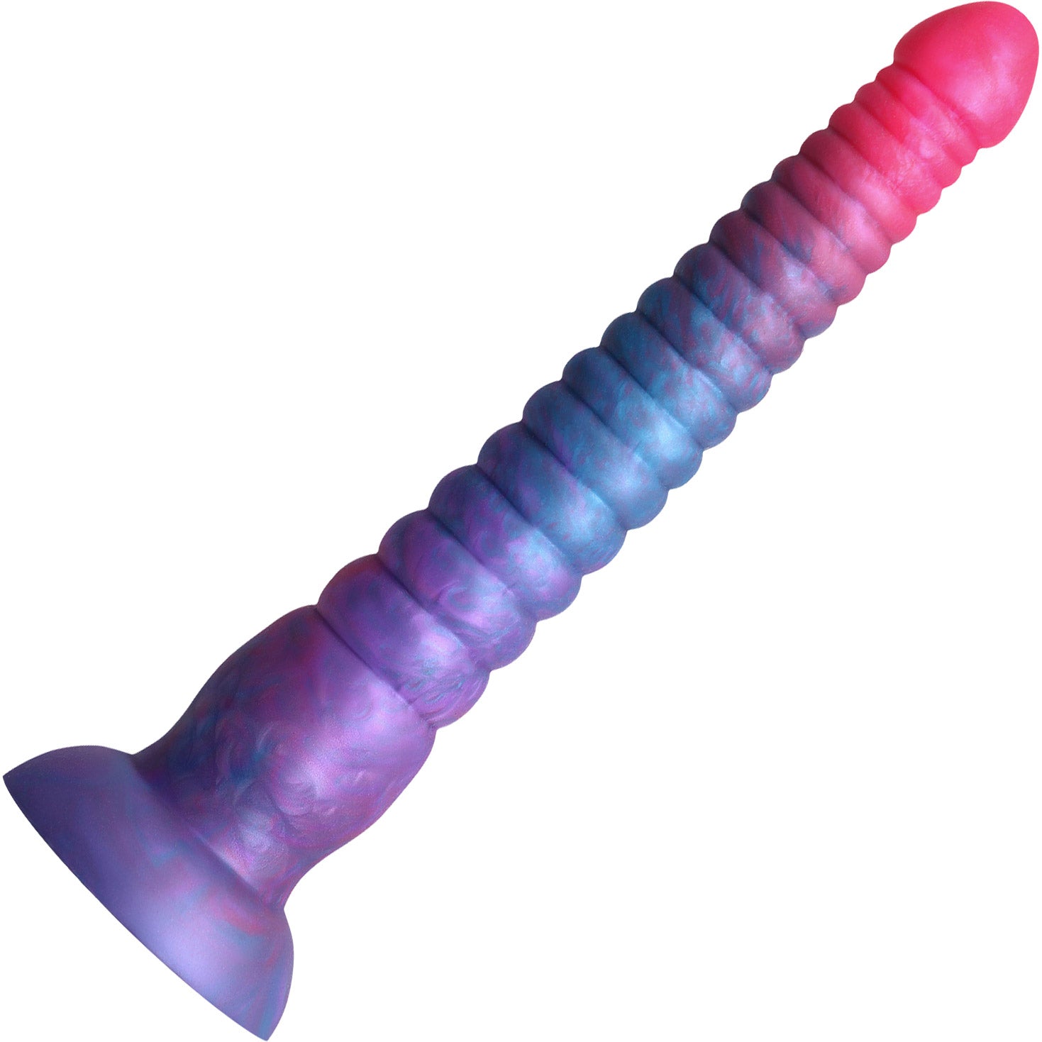 Colours Stacked Silicone Suction Cup Dildo - Pink & Blue - 9 Inches