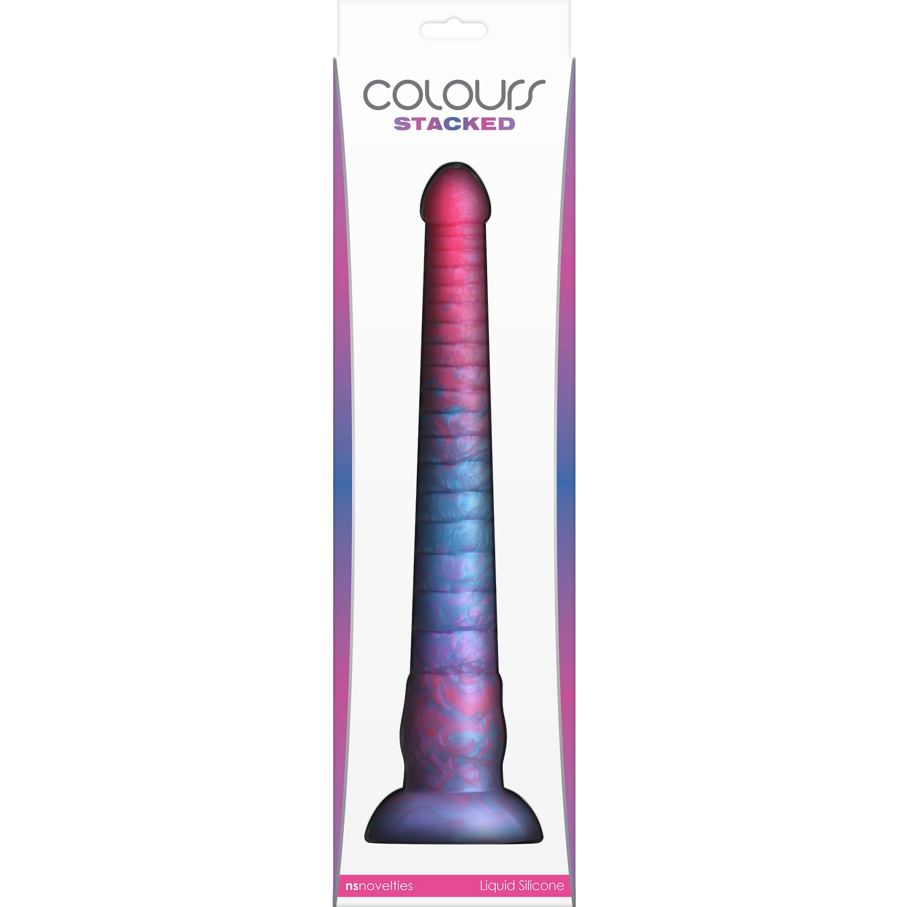 Colours Stacked Silicone Suction Cup Dildo - Pink & Blue - 12 Inches