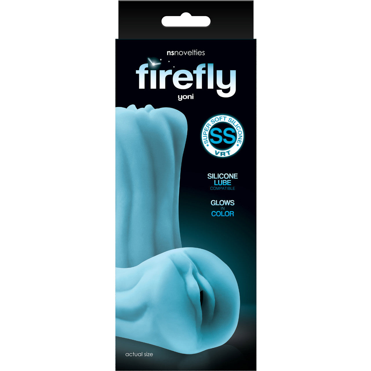 Firefly Yoni Stroker Silicone Glow-In-The-Dark Penis Masturbator - Blue