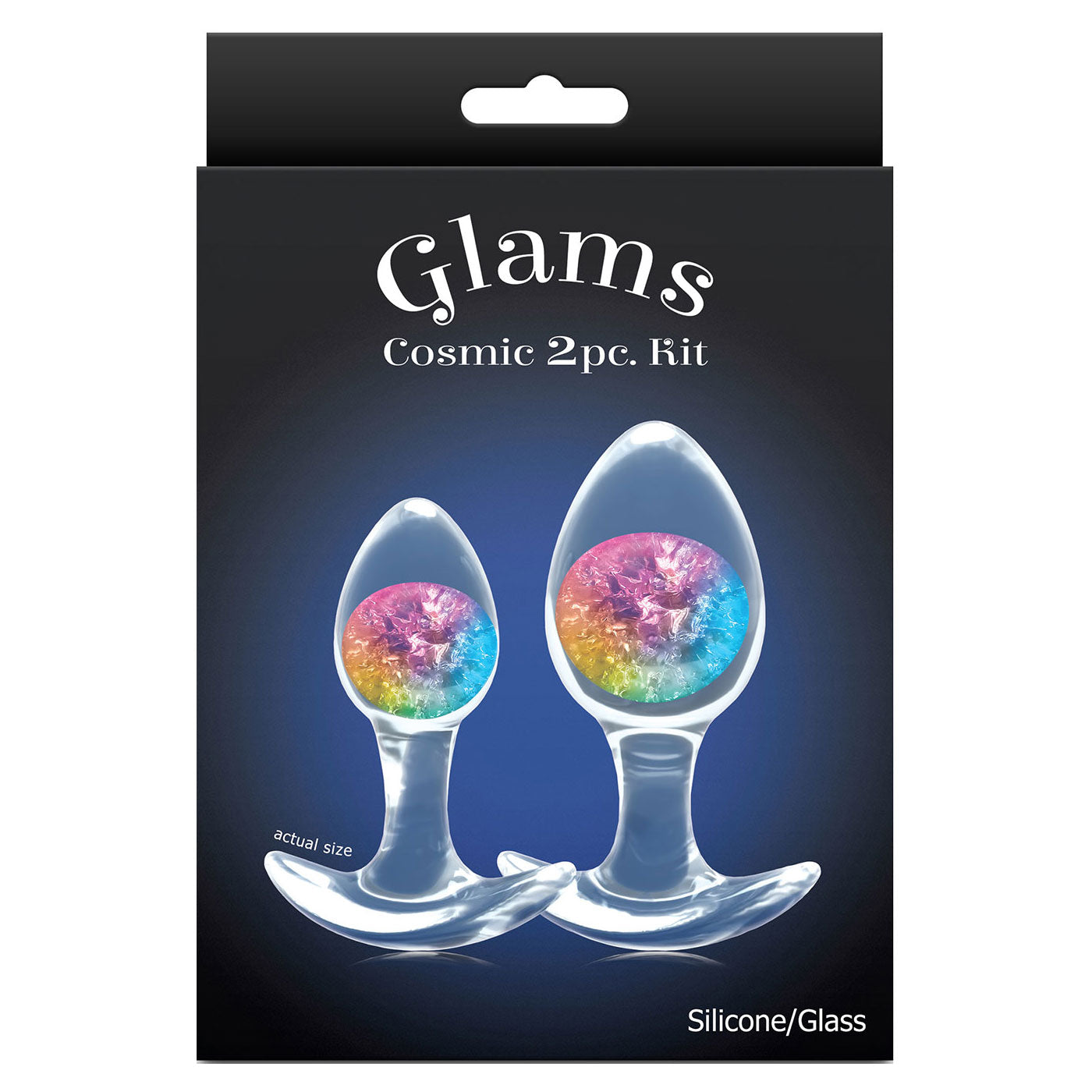 Cosmic Glams Silicone 2 Piece Anal Plug Kit - Rainbow