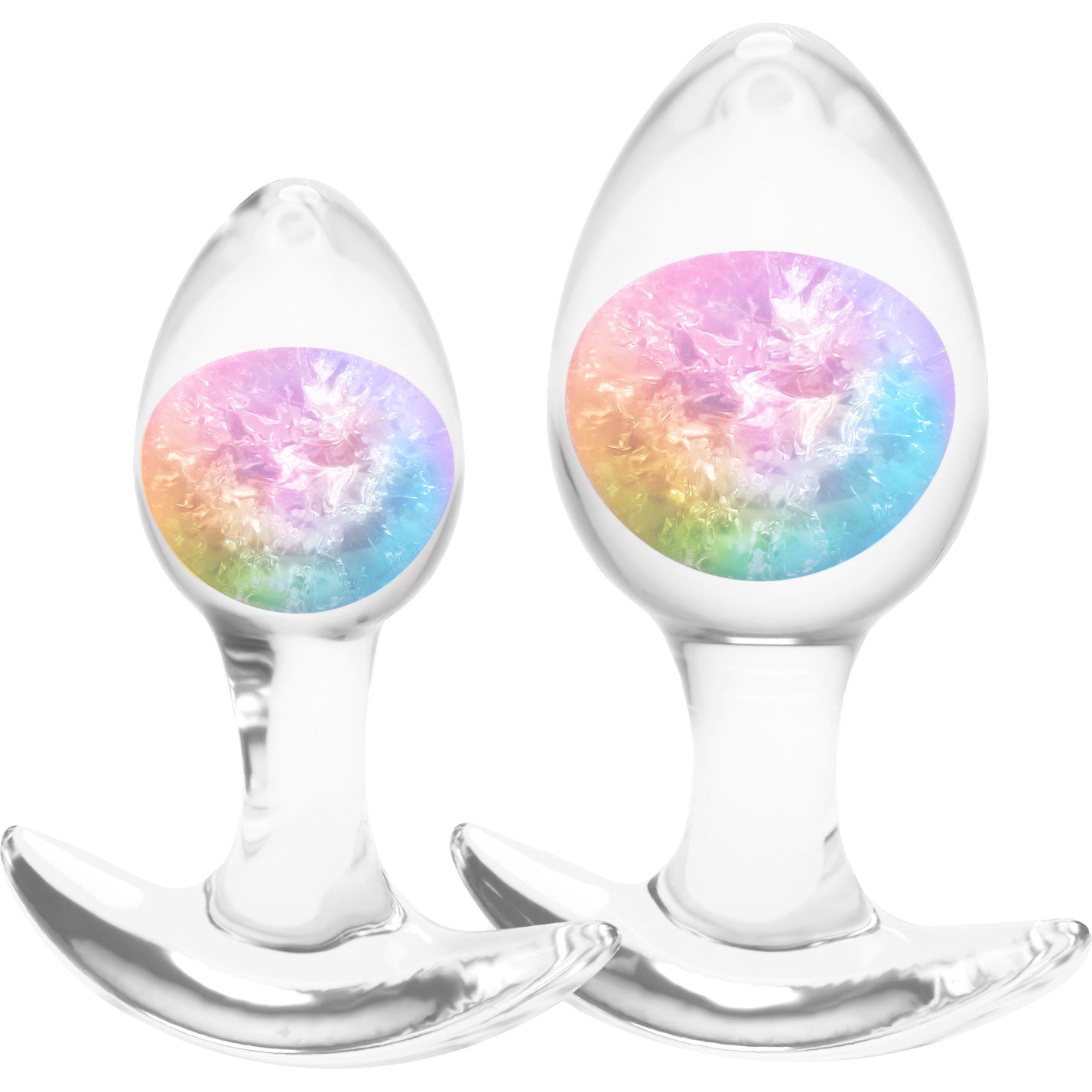 Cosmic Glams Silicone 2 Piece Anal Plug Kit - Rainbow