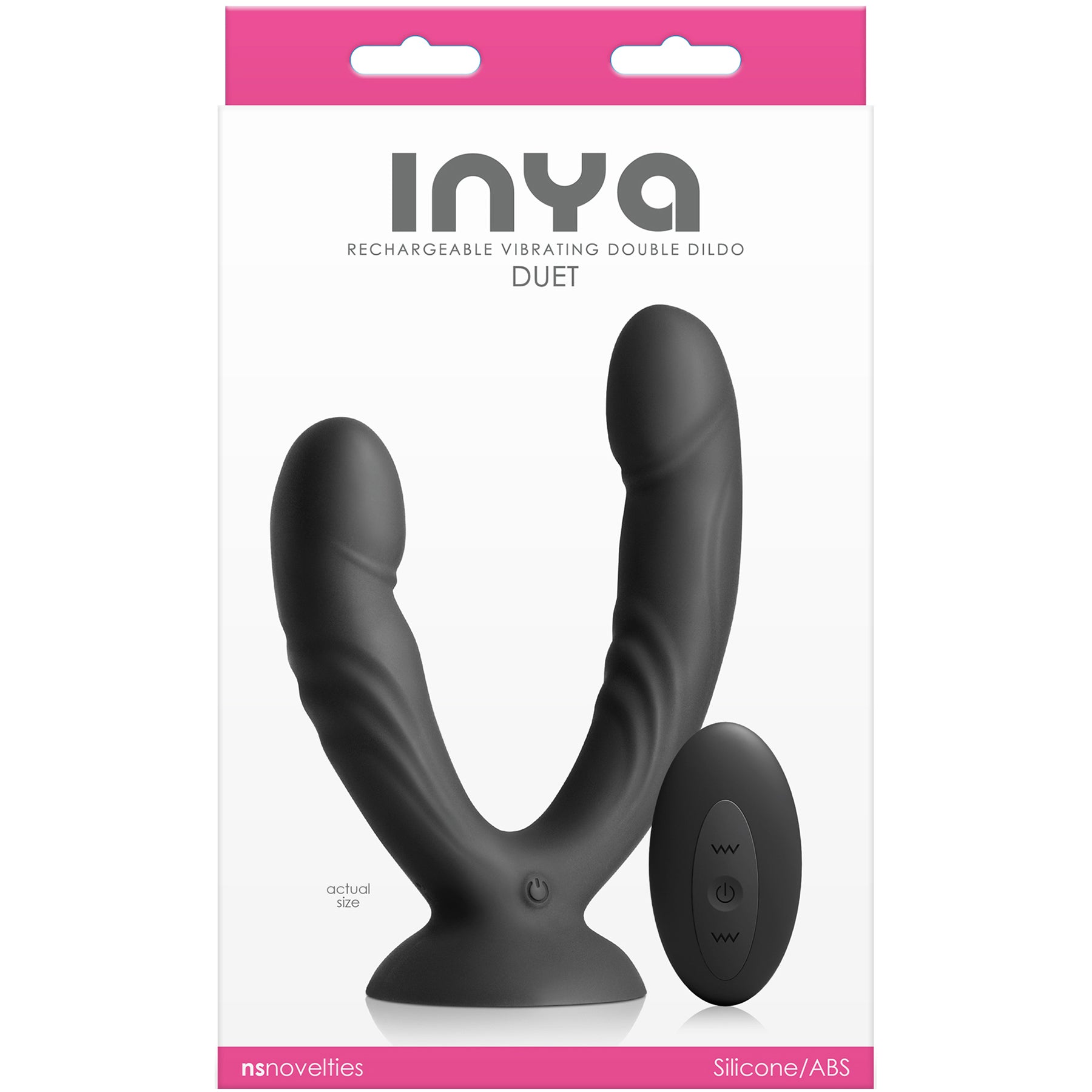 INYA Duet Rechargeable Silicone Vibrating Double Dildo With Remote - Black