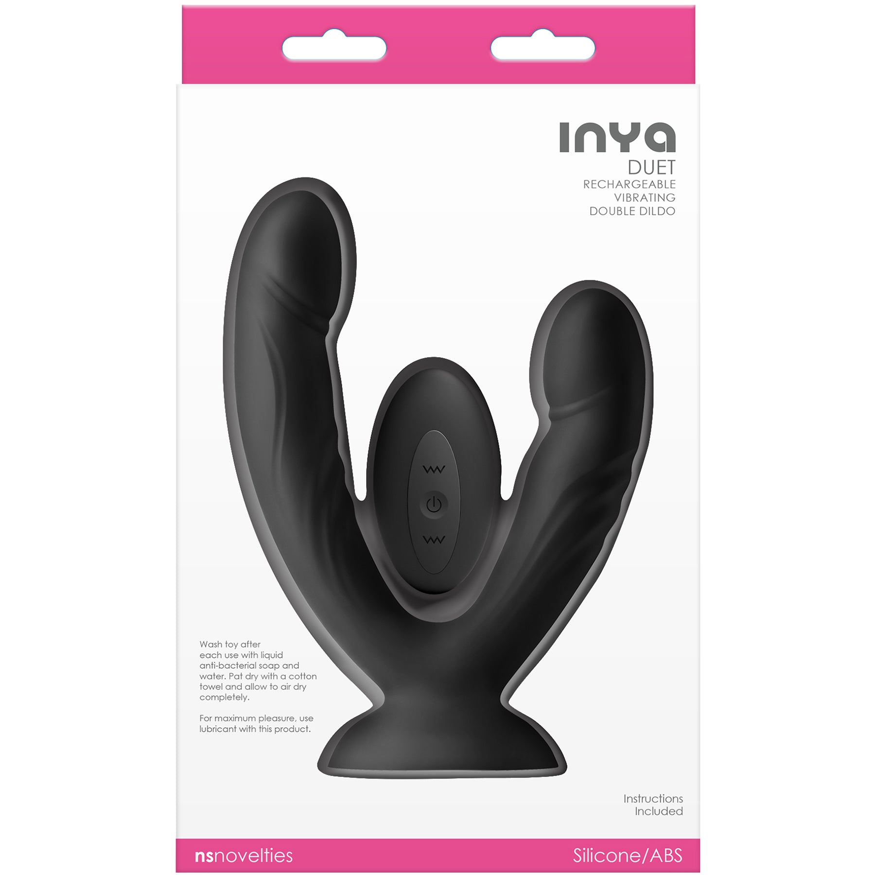INYA Duet Rechargeable Silicone Vibrating Double Dildo With Remote - Black