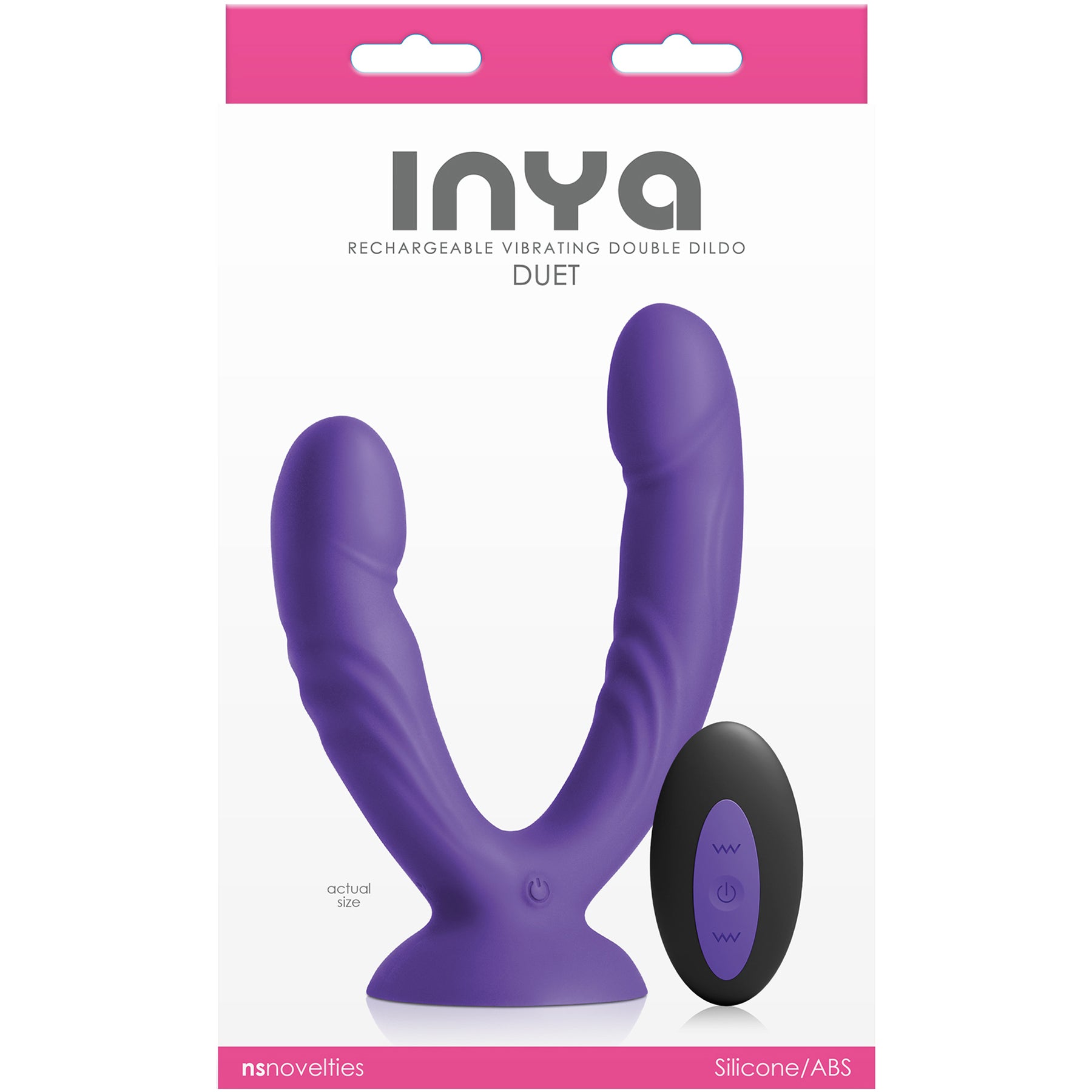INYA Duet Rechargeable Silicone Vibrating Double Dildo With Remote - Purple