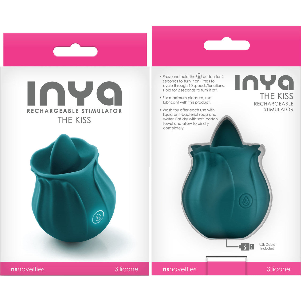 Inya The Kiss Rechargeable Silicone Clitoral Stimulator - Teal