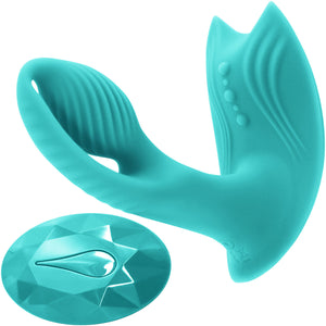 Inya Bump-N-Grind Silicone Rechargeable Warming Dual Stimulation Vibrator With Remote - Teal