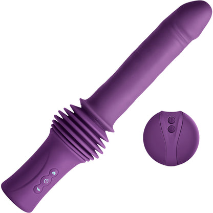 Inya Super Stroker Thrusting Silicone Vibrator With Warming Feature, Suction Mount & Remote - Purple