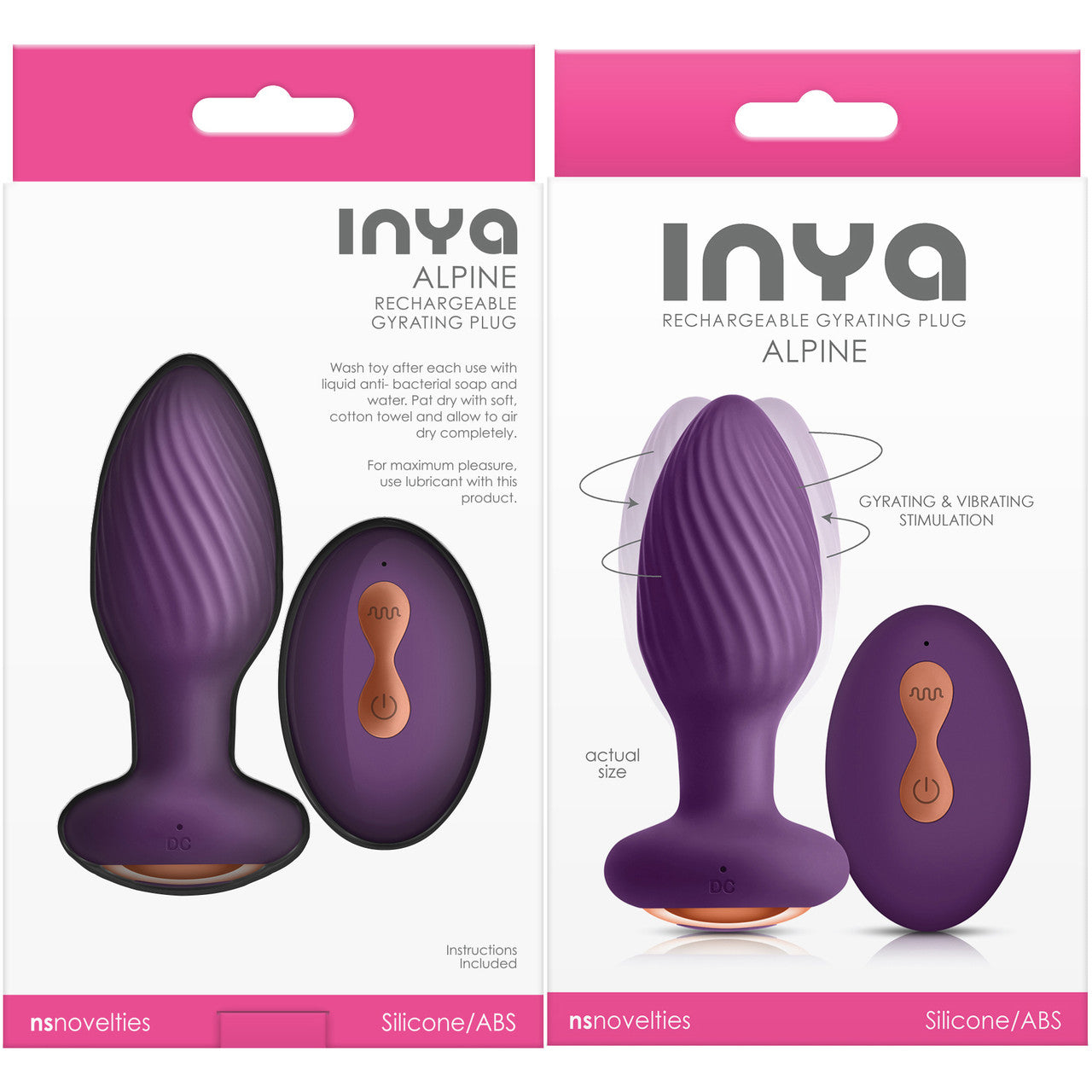 Inya Alpine Rechargeable Silicone Anal Plug With Remote - Purple Inya Alpine Rechargeable Silicone Anal Plug With Remote - Purple