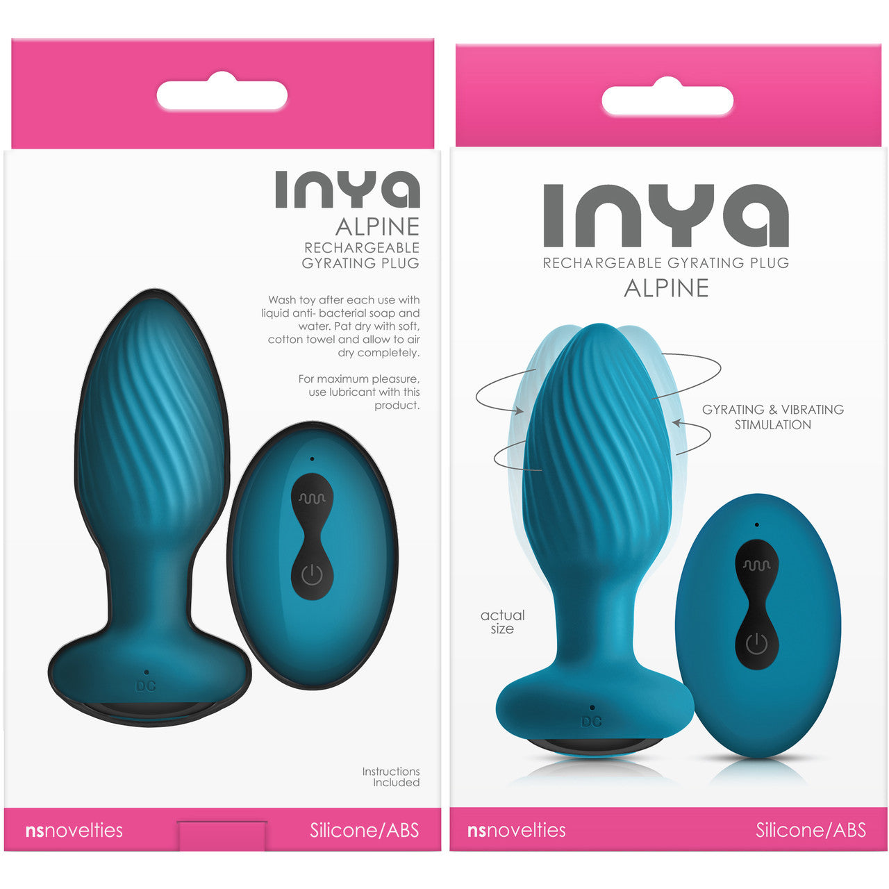 Inya Alpine Rechargeable Silicone Anal Plug With Remote - Teal