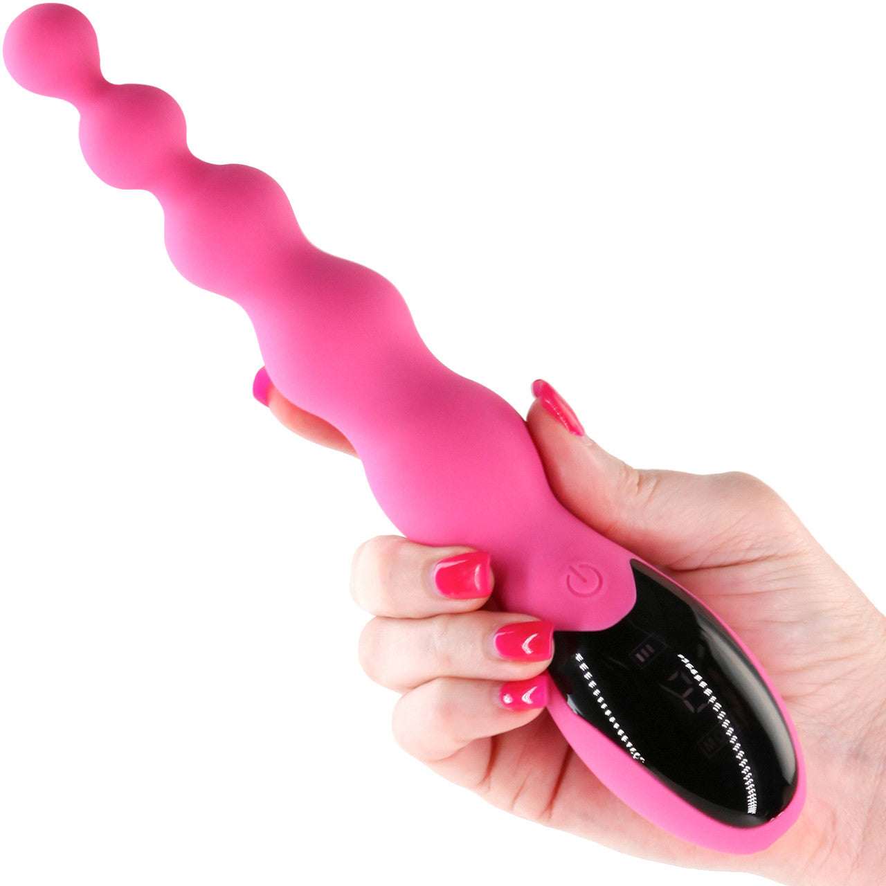 Inya Virtua Rechargeable Waterproof Silicone Beaded Vibrator With Digital Screen - Pink