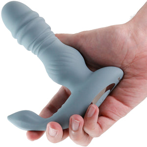 Renegade Apex Rechargeable Silicone Thrusting Vibrating Prostate Massager With Remote - Gray