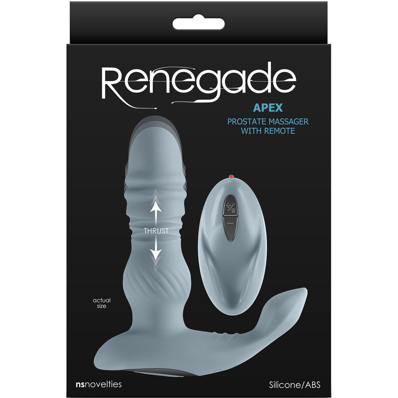 Renegade Apex Rechargeable Silicone Thrusting Vibrating Prostate Massager With Remote - Gray