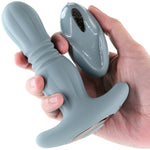 Renegade Gemini Rechargeable Waterproof Silicone Thrusting & Vibrating Anal Plug With Remote - Gray