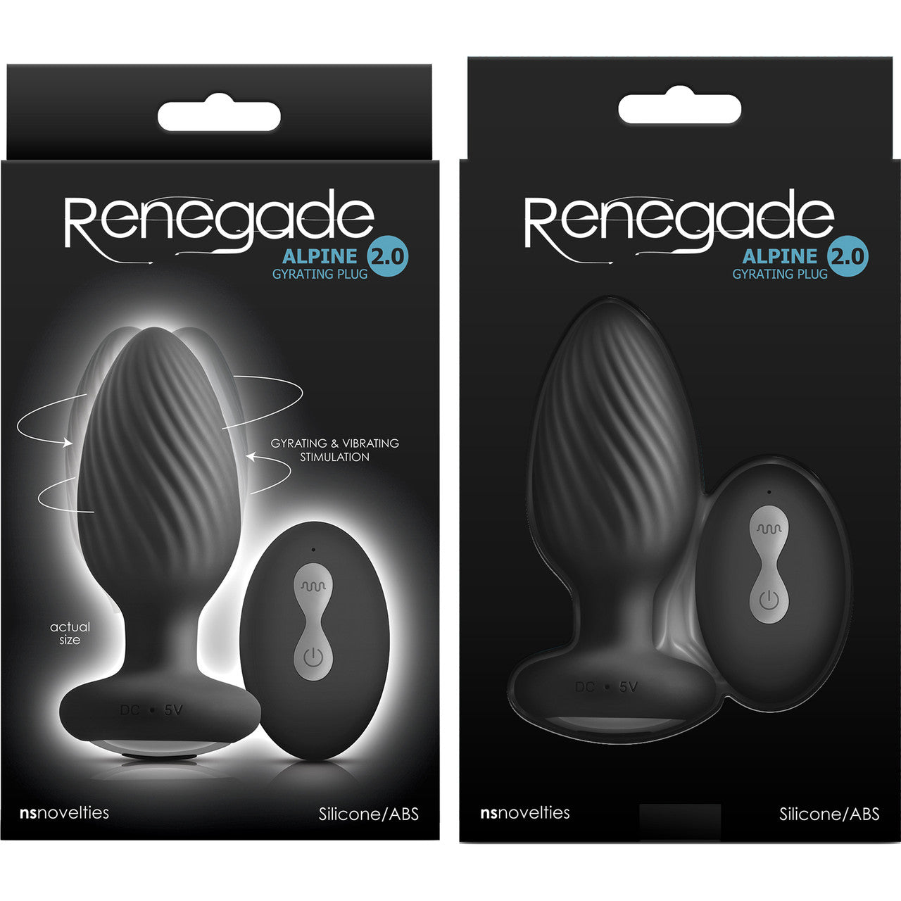 Renegade Alpine 2.0 Rechargeable Waterproof Silicone Gyrating & Vibrating Anal Plug With Remote - Black