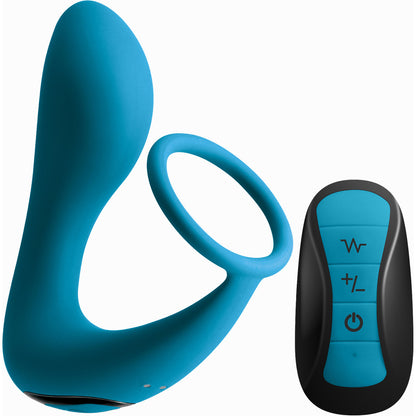 Renegade Slingshot II Rechargeable Silicone Vibrating Cock Ring & Prostate Massager With Remote - Teal