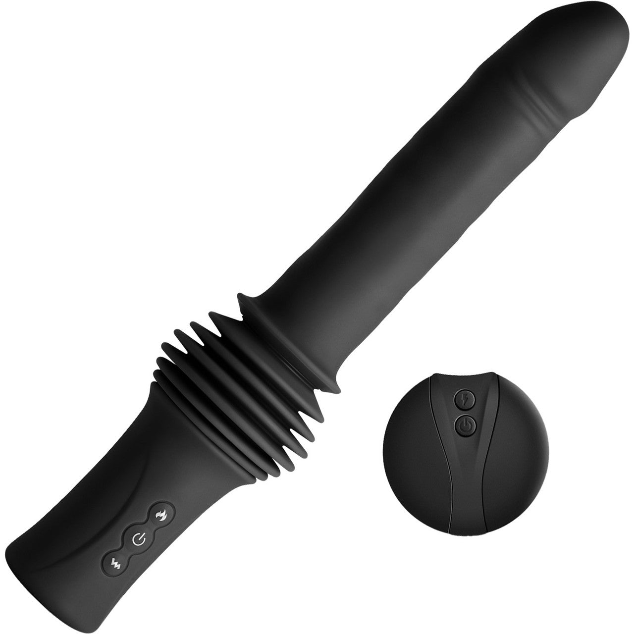 Renegade Super Stroker Thrusting Silicone Vibrator With Warming Feature, Suction Mount & Remote - Black