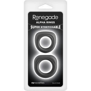 Renegade Alpha Rings Silicone 2 Piece Cock Ring Set - Black