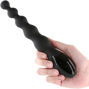 Renegade Virtua Rechargeable Waterproof Silicone Beaded Vibrator With Digital Screen - Black