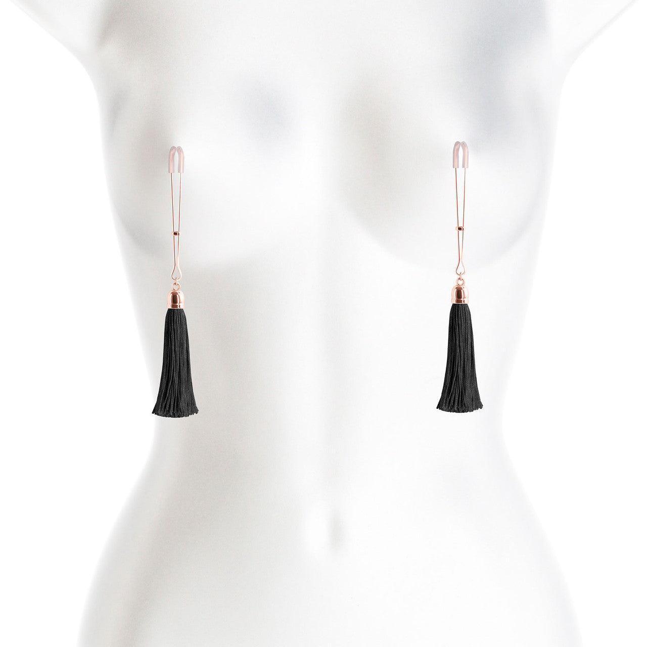 Bound Adjustable T1 Tassel Nipple Clamps by NS Novelties - Rose Gold & Black