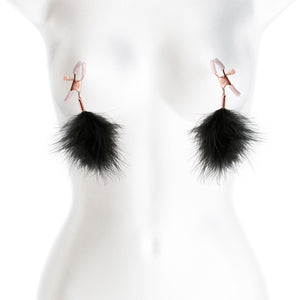 Bound Adjustable F1 Feather Nipple Clamps by NS Novelties - Rose Gold & Black