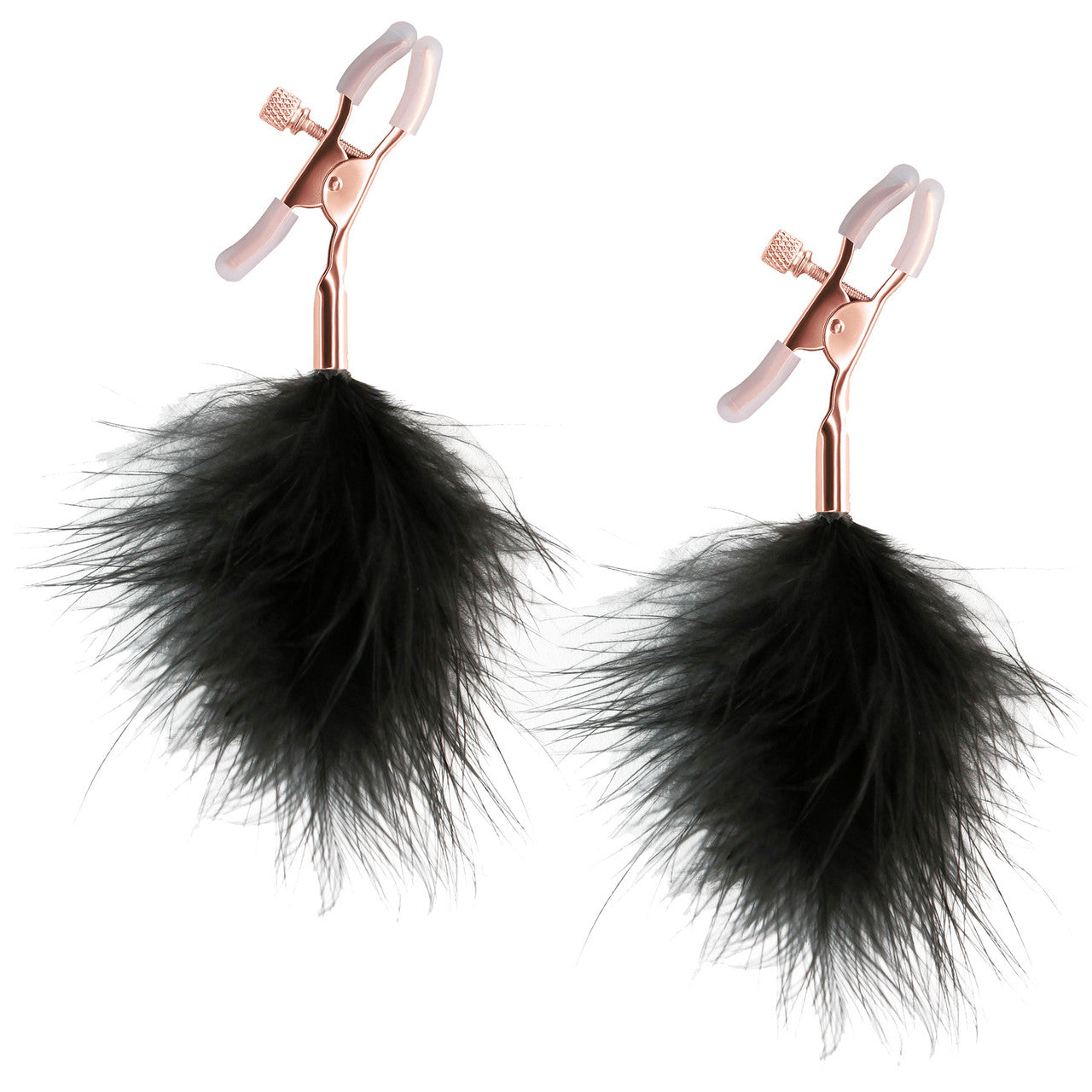 Bound Adjustable F1 Feather Nipple Clamps by NS Novelties - Rose Gold & Black