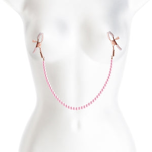 Bound Adjustable DC1 Pearl Chain Nipple Clamps by NS Novelties - Rose Gold & Pink