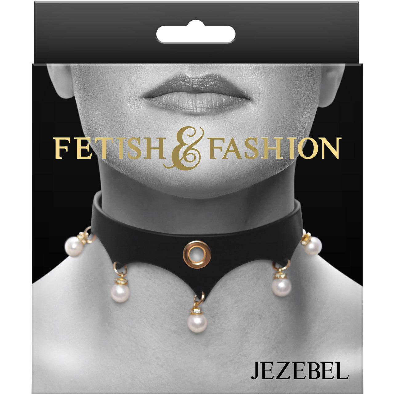 Fetish & Fashion Jezebel Collar With Pearls By NS Novelties - Black & Gold