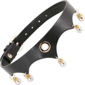 Fetish & Fashion Jezebel Collar With Pearls By NS Novelties - Black & Gold