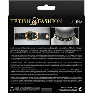 Fetish & Fashion Alina Collar With Crystal Gems By NS Novelties - Black & Gold